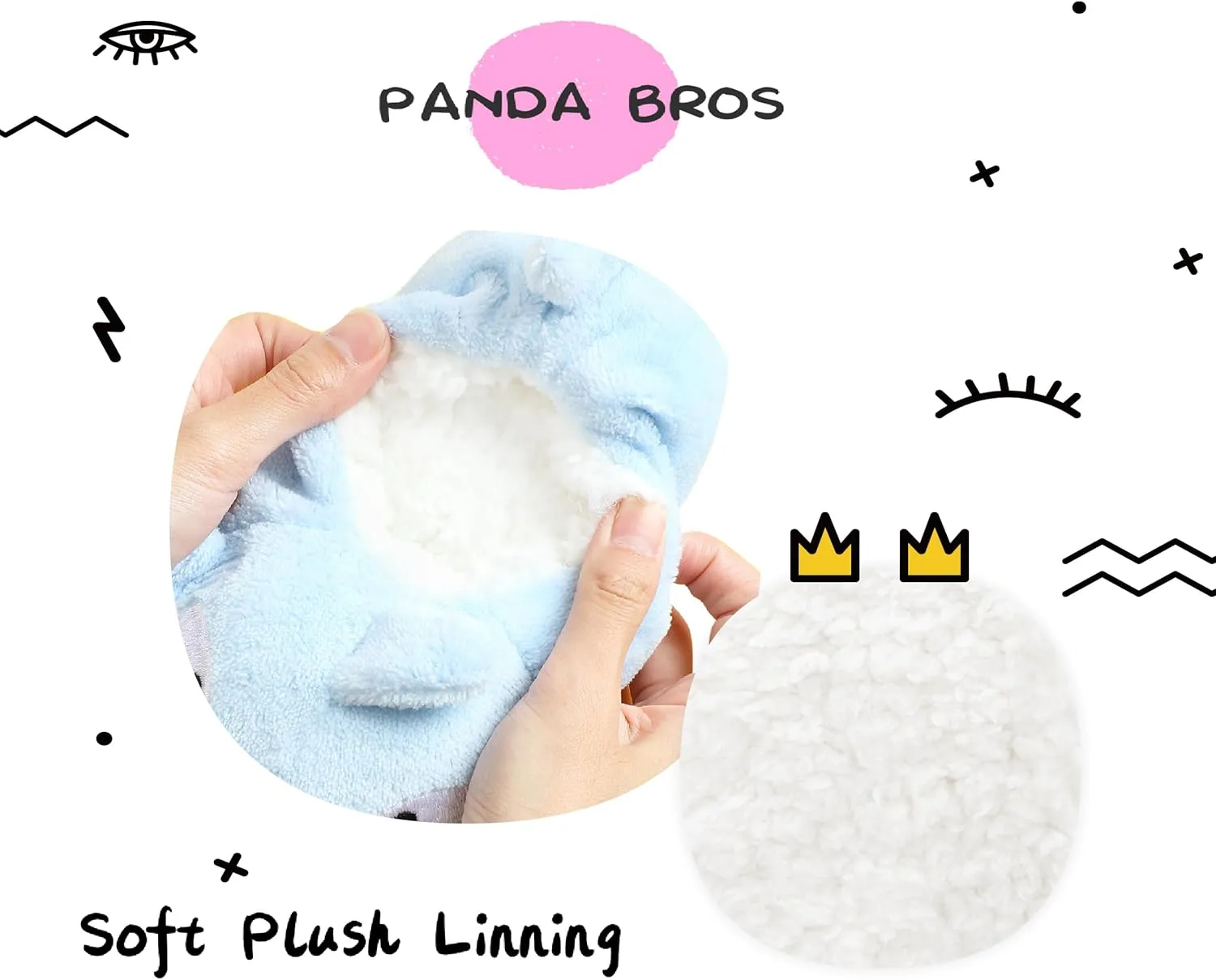 Panda Bros Kid's Animal Slipper Socks, Cartoon Cozy Fleece Indoor Slipper, Fluzzy Warm bedroom Shoes