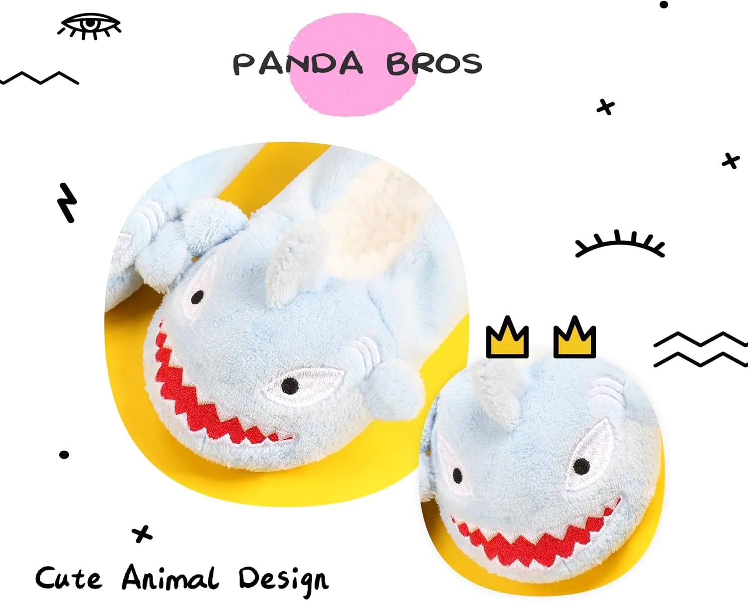Panda Bros Kid's Animal Slipper Socks, Cartoon Cozy Fleece Indoor Slipper, Fluzzy Warm bedroom Shoes