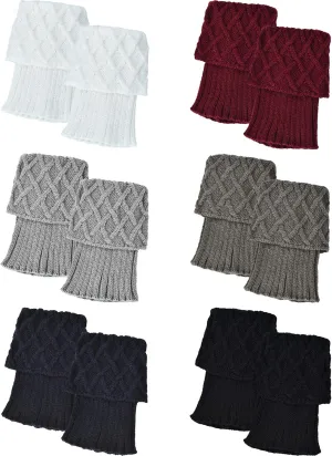 Pangda 6 Pairs Womens Boot Socks Short Leg Warmers Winter Crochet Knitted Leg Warmers Socks Assorted Color
