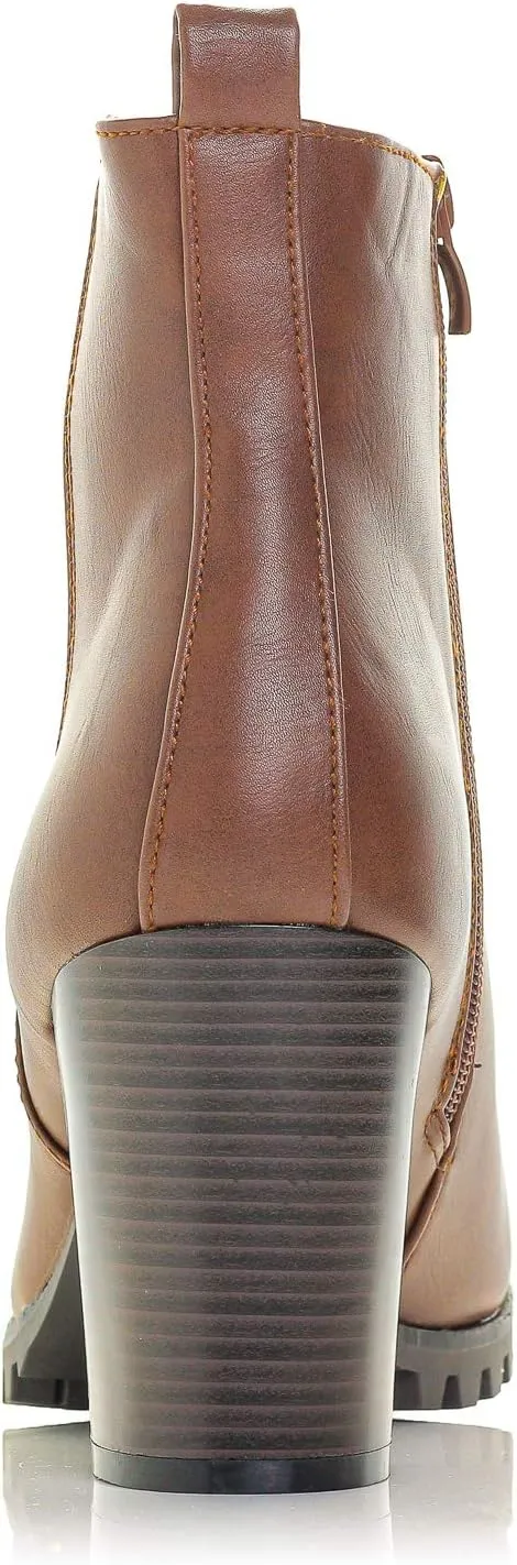 Payton-05 Womens Chelsea Boot Side Zip Elastic Panel Chunky Heel Ankle Bootie