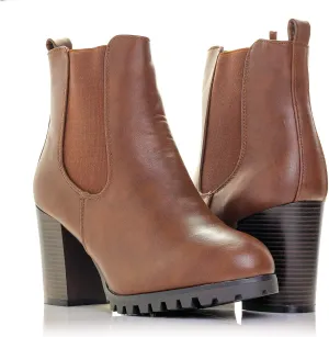 Payton-05 Womens Chelsea Boot Side Zip Elastic Panel Chunky Heel Ankle Bootie