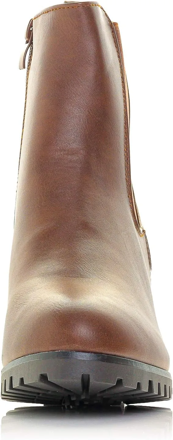 Payton-05 Womens Chelsea Boot Side Zip Elastic Panel Chunky Heel Ankle Bootie