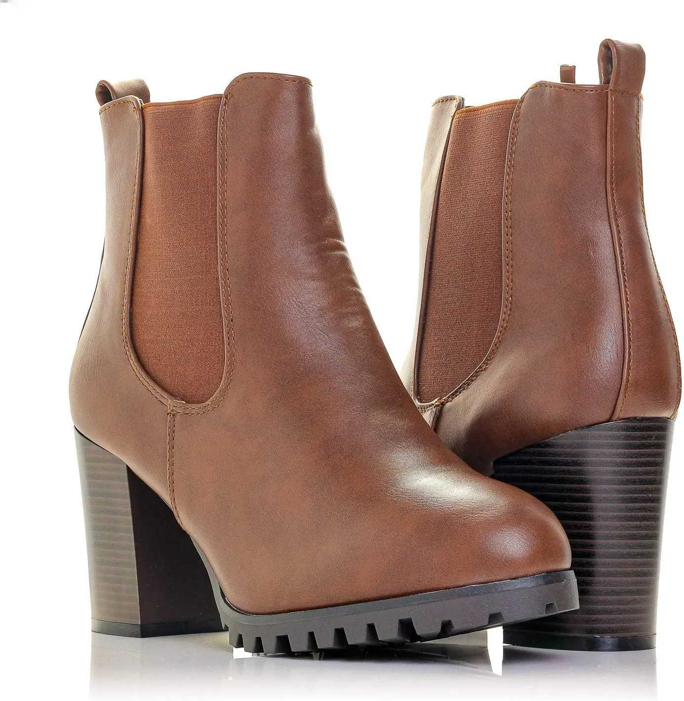 Payton-05 Womens Chelsea Boot Side Zip Elastic Panel Chunky Heel Ankle Bootie