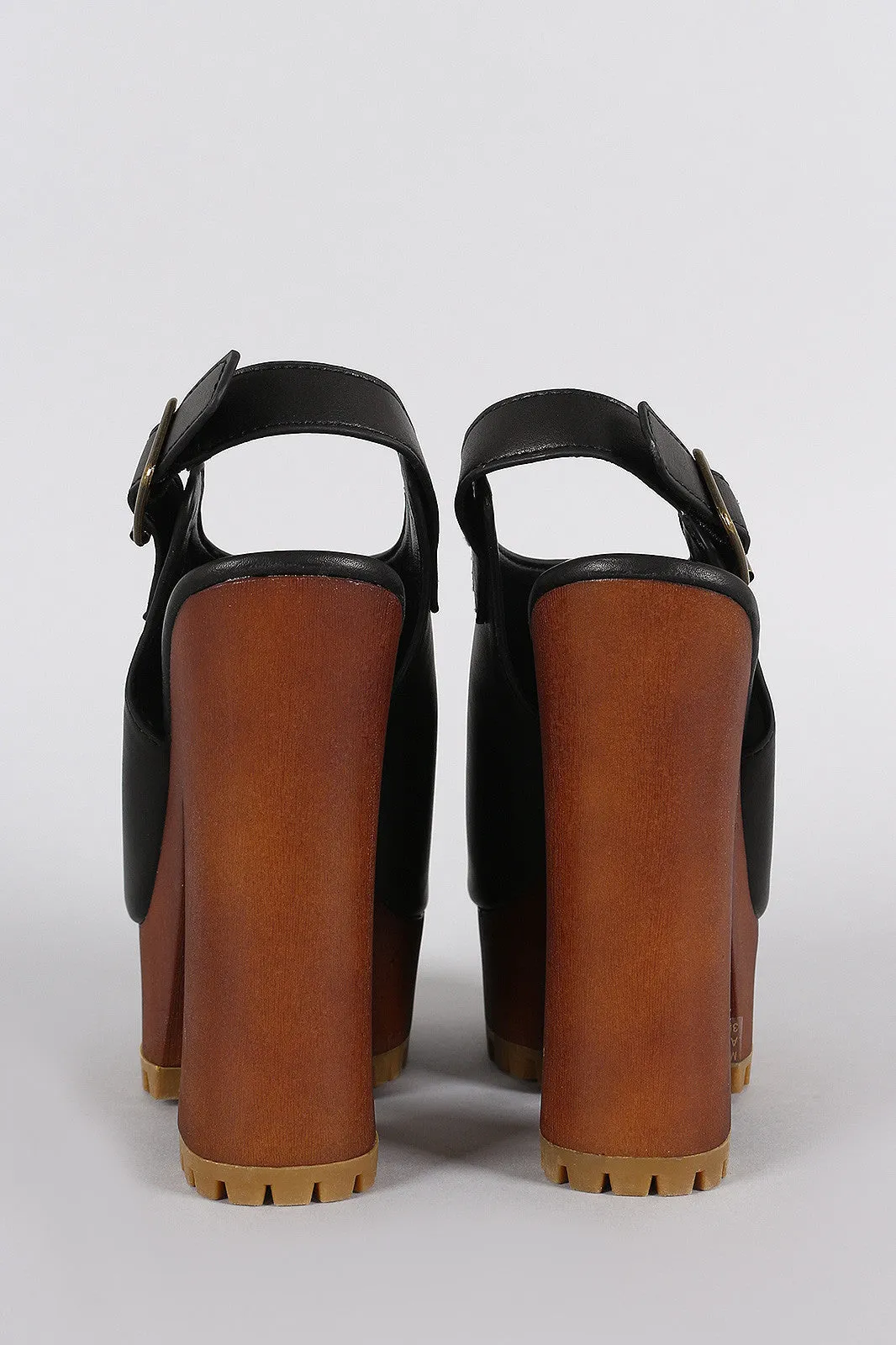 Peep Platform Lug Mule Happy customers Bamboo Chunky Toe Heel Safety-assured