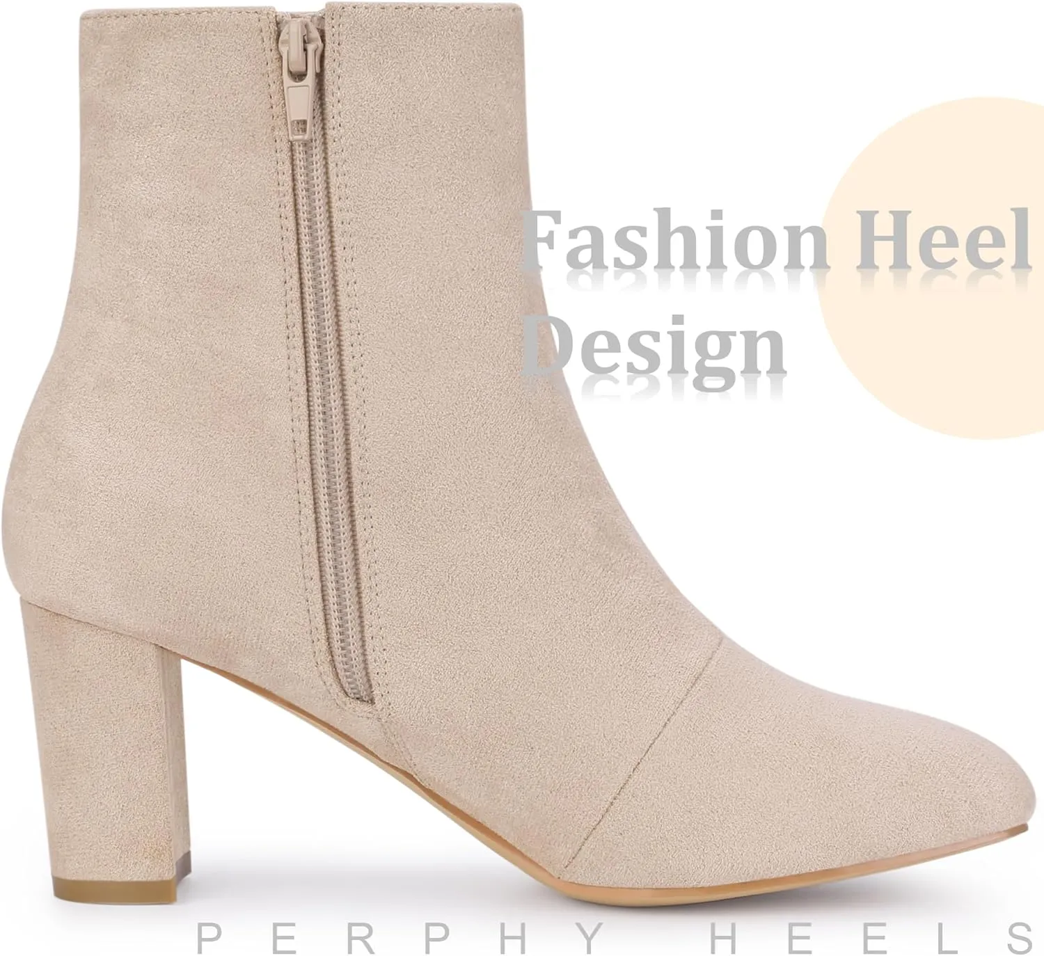 Perphy Square Toe Ankle Boot Chunky Heels Boots for Women