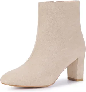 Perphy Square Toe Ankle Boot Chunky Heels Boots for Women