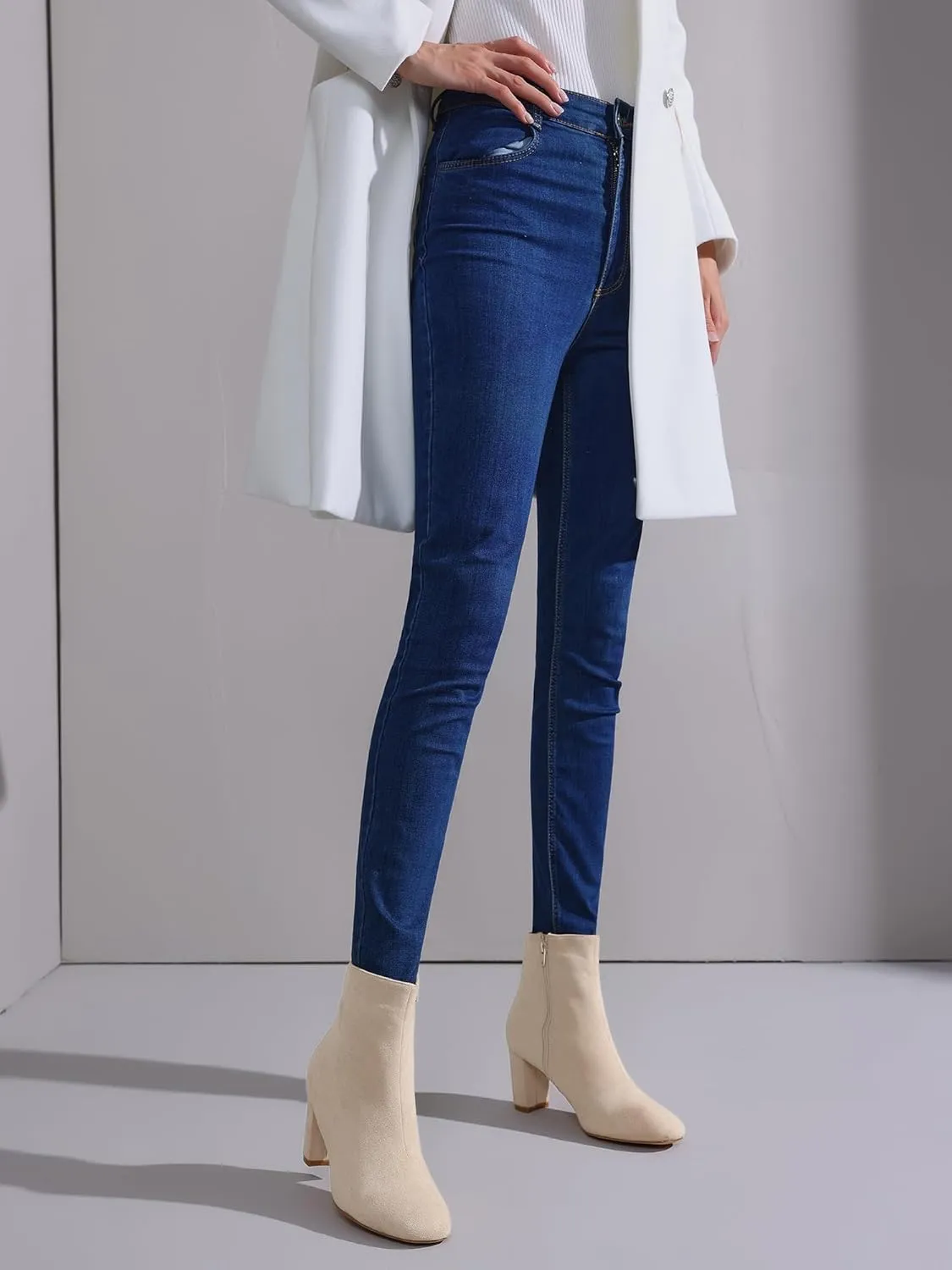 Perphy Square Toe Ankle Boot Chunky Heels Boots for Women