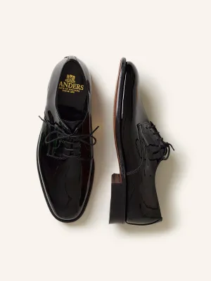 Plain Toe Derby Patent Leather Shoes Black