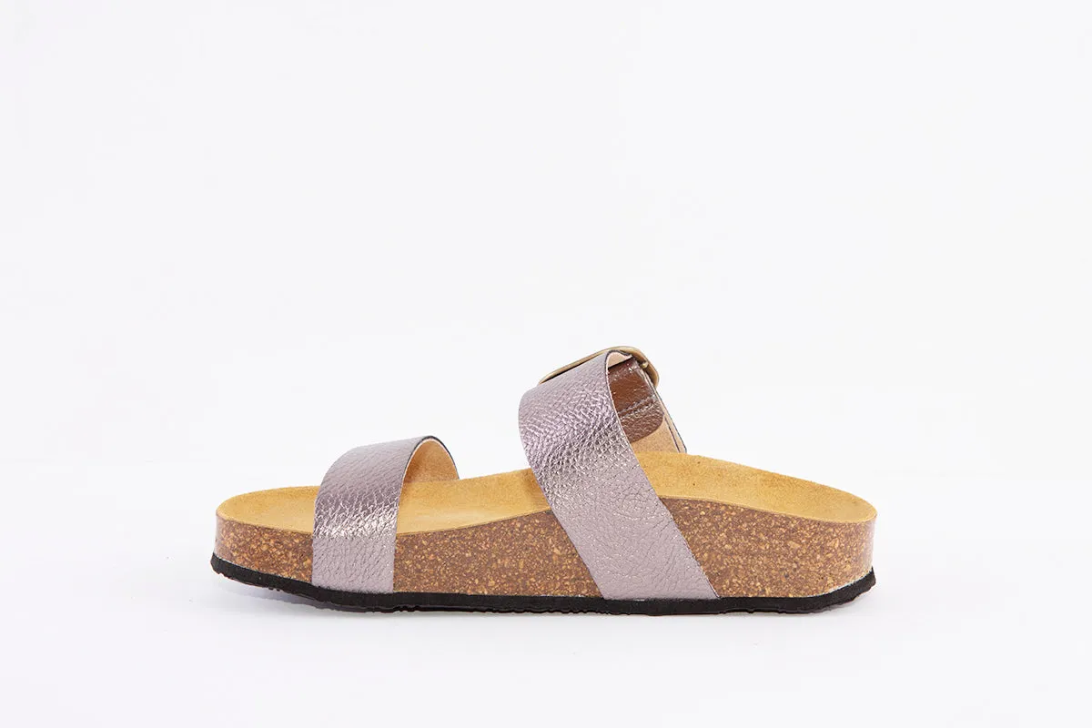 PLAKTON - 343004 FLAT BUCKLE MULE - PEWTER