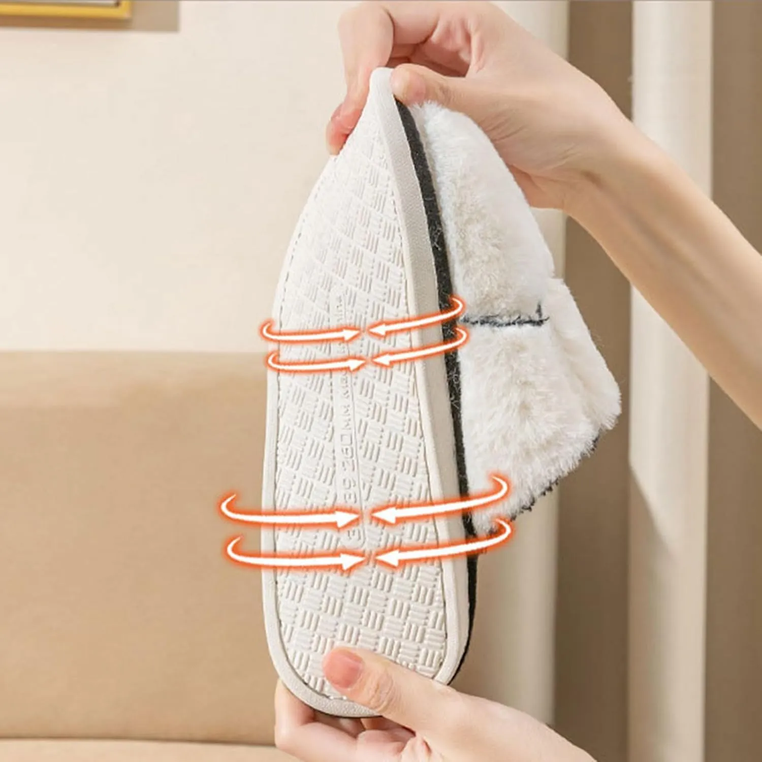 Plush Cotton Slippers With Honeycomb Panel Design Soft Fluffy Warm Cozy Home Non-Slip Women Style Casual Memory Foam Slides Indoor Outdoor Anti-Skid