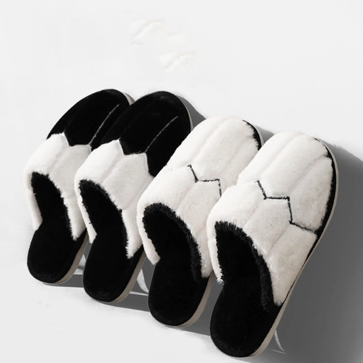 Plush Cotton Slippers With Honeycomb Panel Design Soft Fluffy Warm Cozy Home Non-Slip Women Style Casual Memory Foam Slides Indoor Outdoor Anti-Skid