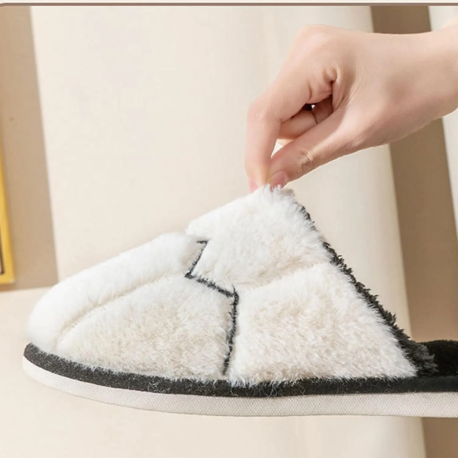 Plush Cotton Slippers With Honeycomb Panel Design Soft Fluffy Warm Cozy Home Non-Slip Women Style Casual Memory Foam Slides Indoor Outdoor Anti-Skid