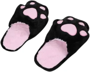 Plush Slipper Warm Fuzzy Cozy Animal Cat Paw House Shoes Support for Women Kids