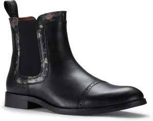 Polar Fox Frederick MPX806096 Memory Foam High-Top Chelsea Boots with Floral Trim