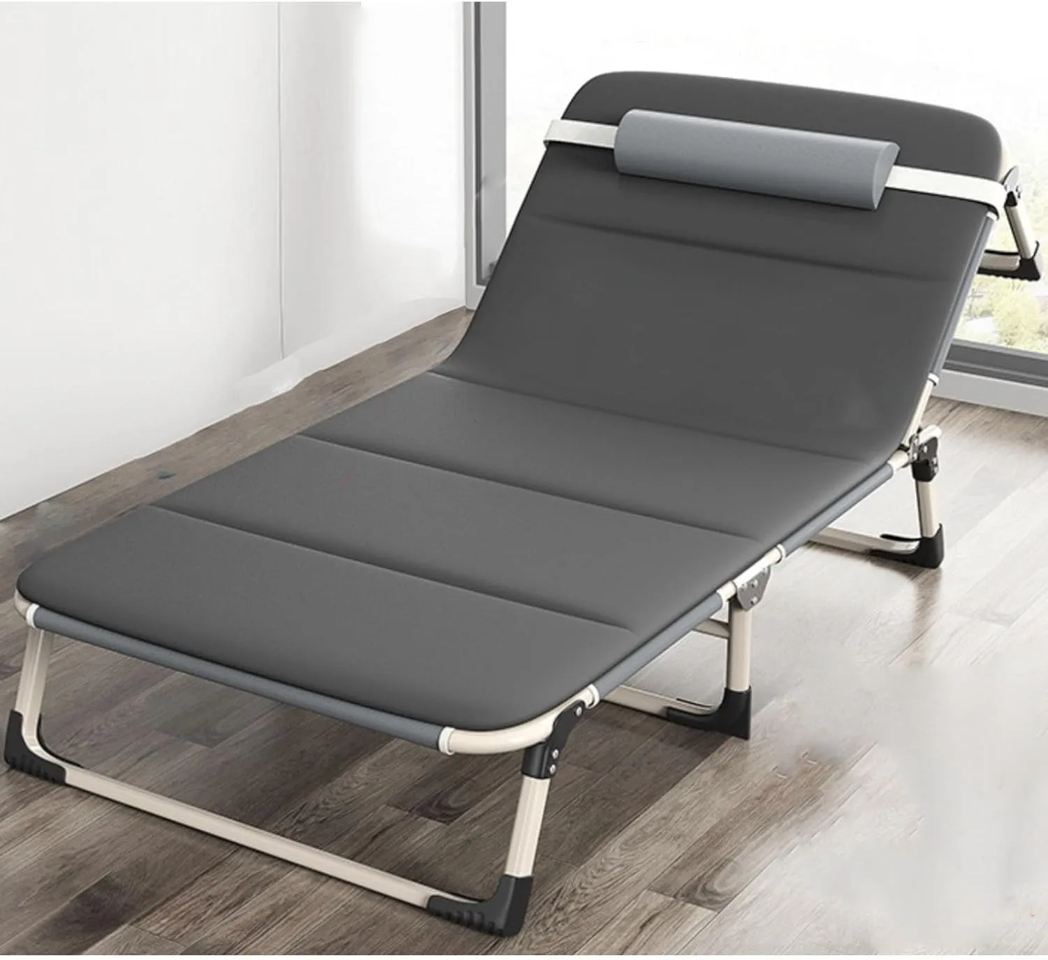 Portable Folding Adult Bed,Adult Folding Bed, Folding Camping Cots for Adults, 4 Positions Adjustable Reclining Folding Camping Cot, Travel Bed with Removable Pillow for Guest Sleeping HOM