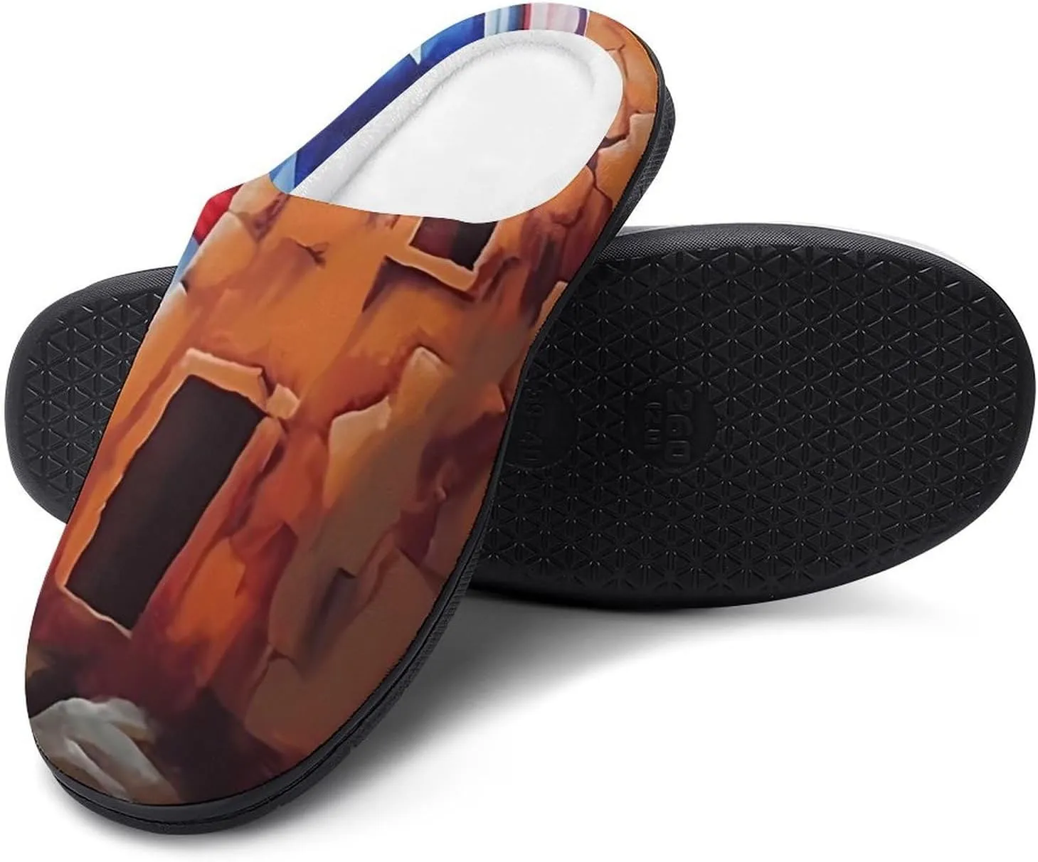 PR State Coastal Flag Men's Cotton Slippers Memory Foam Washable Shoes in Outdoor and Indoor