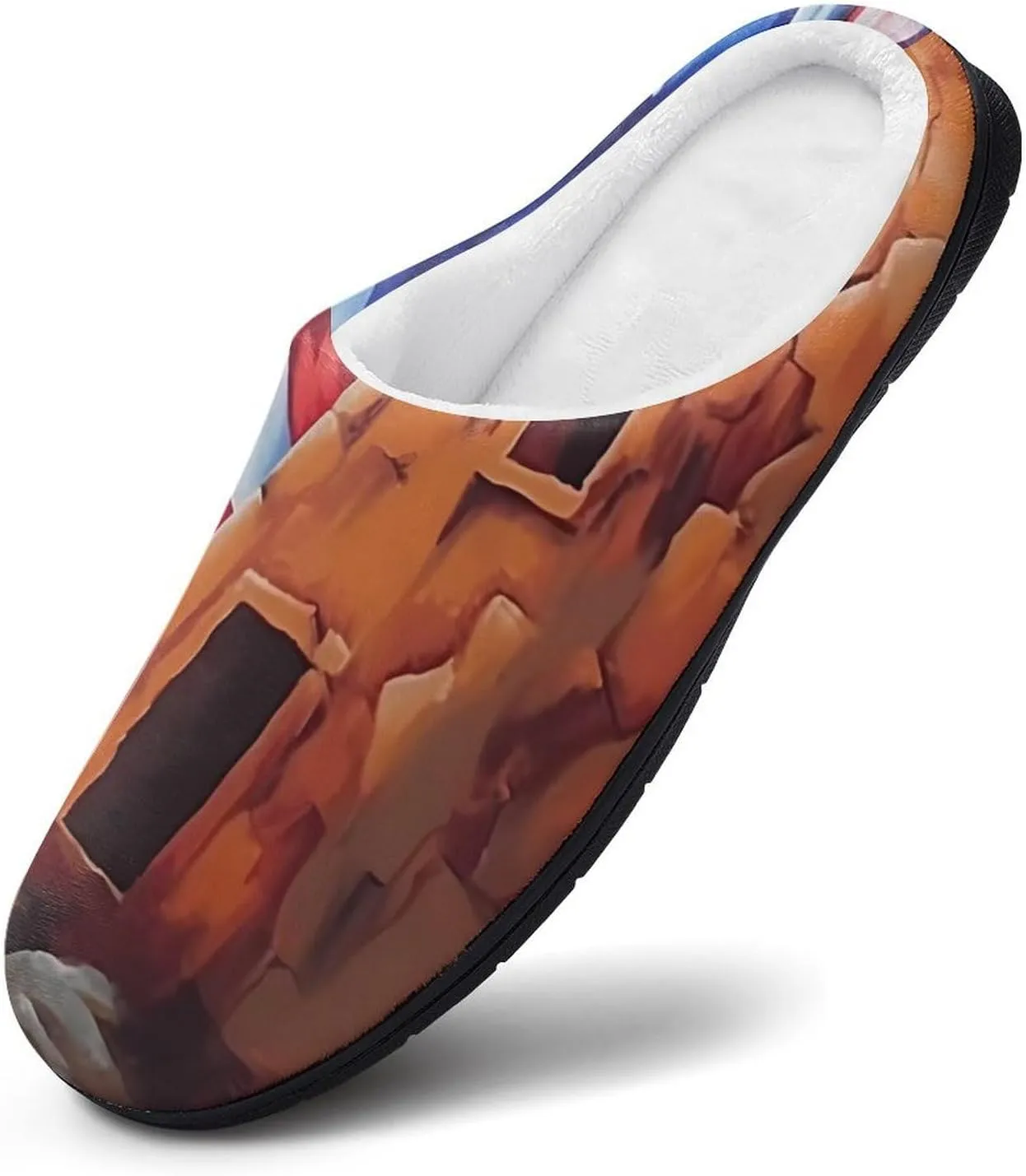 PR State Coastal Flag Men's Cotton Slippers Memory Foam Washable Shoes in Outdoor and Indoor