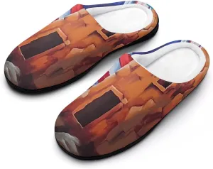 PR State Coastal Flag Men's Cotton Slippers Memory Foam Washable Shoes in Outdoor and Indoor