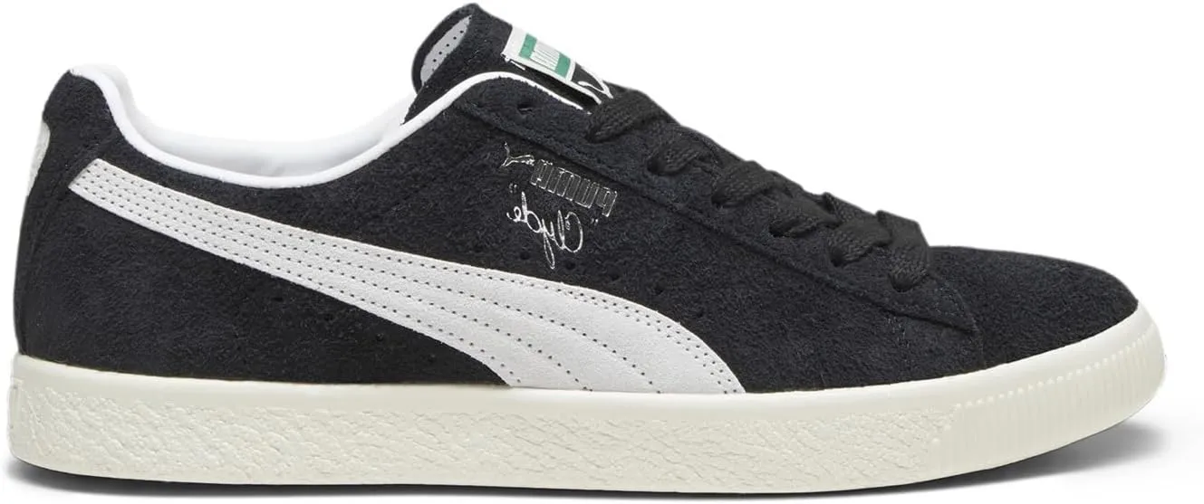 Puma Mens Clyde Hairy Suede Lace Up Sneakers Shoes Casual - Black