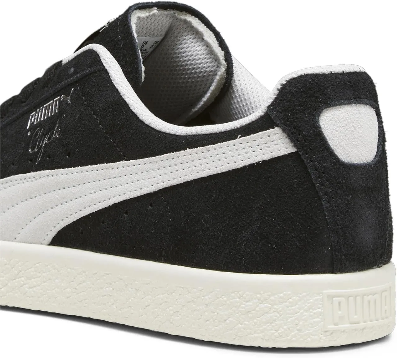Puma Mens Clyde Hairy Suede Lace Up Sneakers Shoes Casual - Black