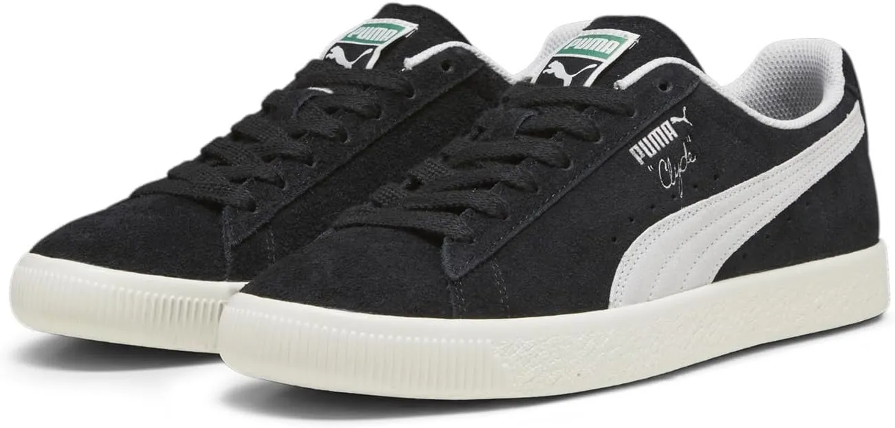Puma Mens Clyde Hairy Suede Lace Up Sneakers Shoes Casual - Black