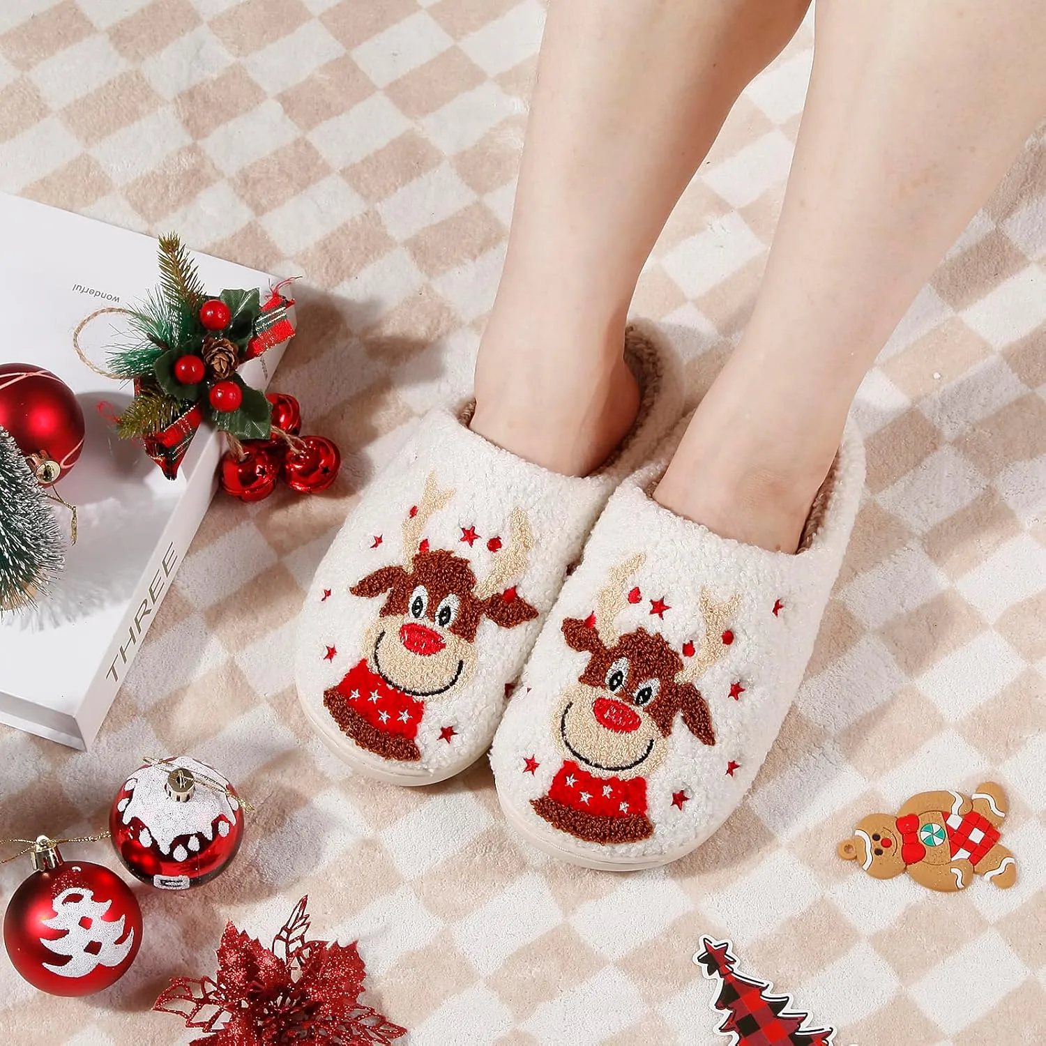 Pumpkin Halloween Slippers for Women Men Memory Foam Cozy Plush Slippers Couple Indoor Hous Slippers