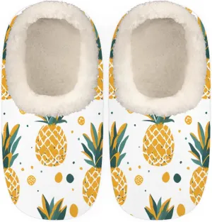 QsirBC Pineapple Watercolor Dots Slippers for Women Men Soft Memory Foam Slippers Non-Slip Soles Indoor Outdoor Cozy Fuzzy Warm Slippers