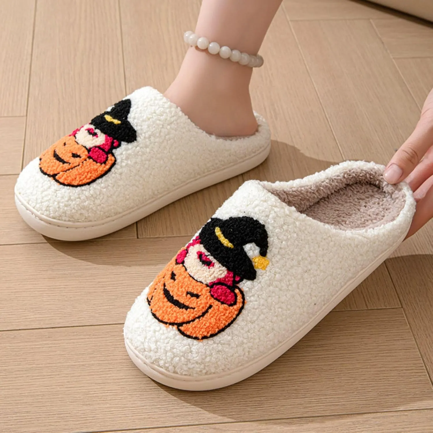 QSKPC animal slippers for women Fluffy Plush Slippers Cute Cartoon House Slipper Fruit Slippers for Womens Mens Plush Soft Memory Foam House Shoes