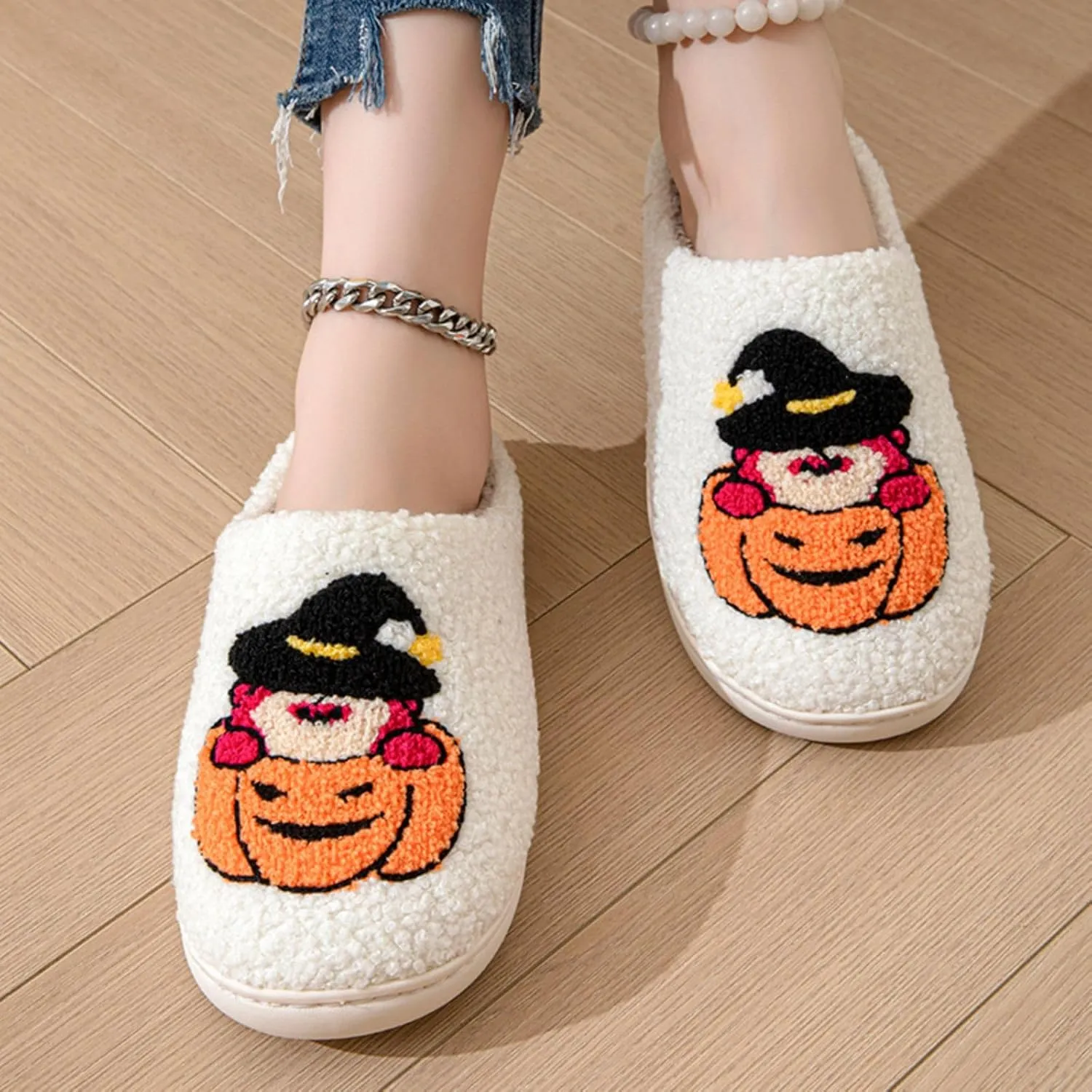 QSKPC animal slippers for women Fluffy Plush Slippers Cute Cartoon House Slipper Fruit Slippers for Womens Mens Plush Soft Memory Foam House Shoes