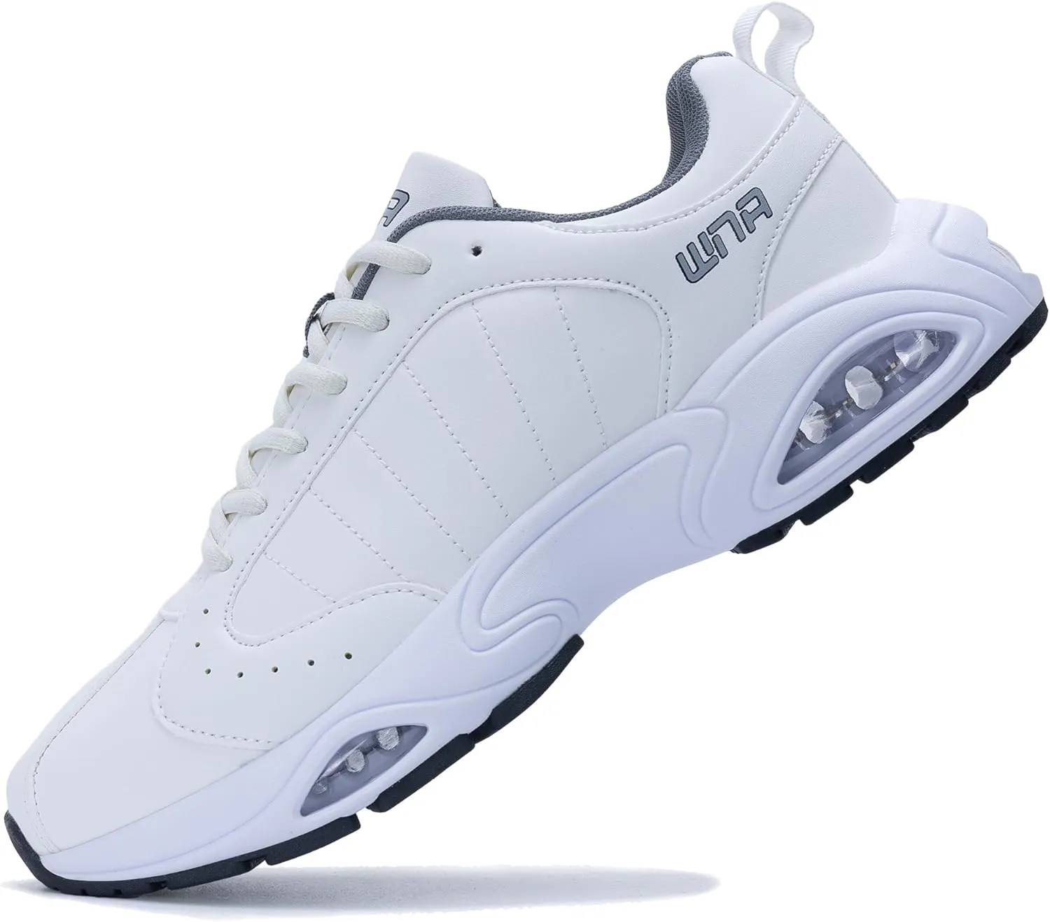 Quseek Mens Running Shoes Air Athletic Fashion Leather Sneakers Comfortable Non Slip Walking Jogging Workout Gym Sports Shoe Size 7-13