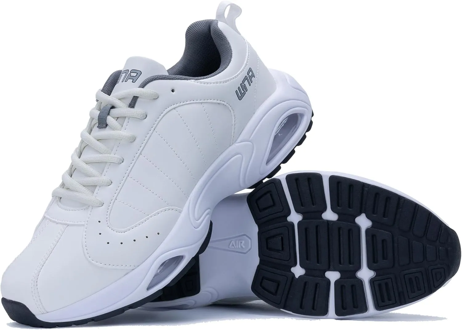 Quseek Mens Running Shoes Air Athletic Fashion Leather Sneakers Comfortable Non Slip Walking Jogging Workout Gym Sports Shoe Size 7-13