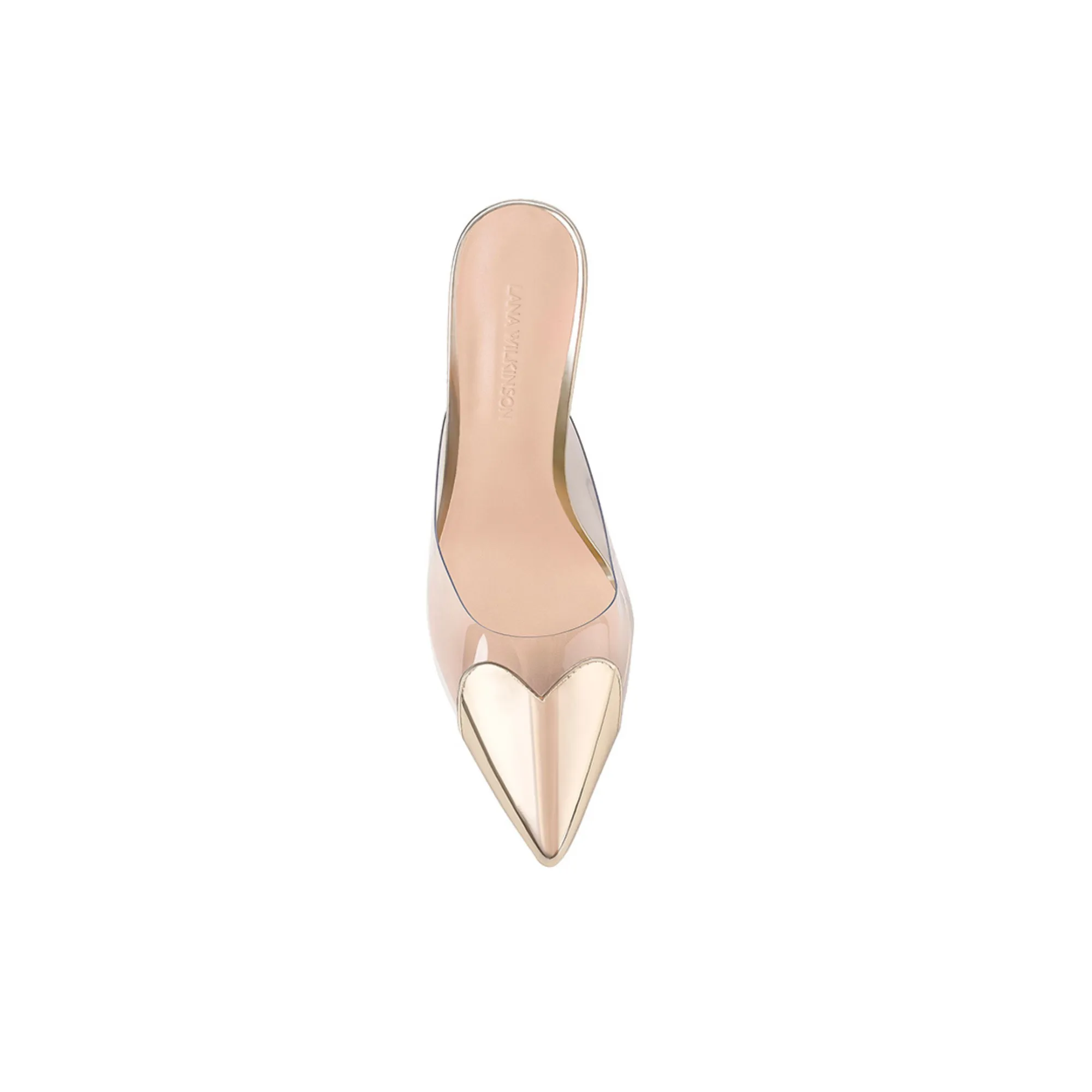 Raquel Mule Vinylite & Gold Metallic Patent Leather