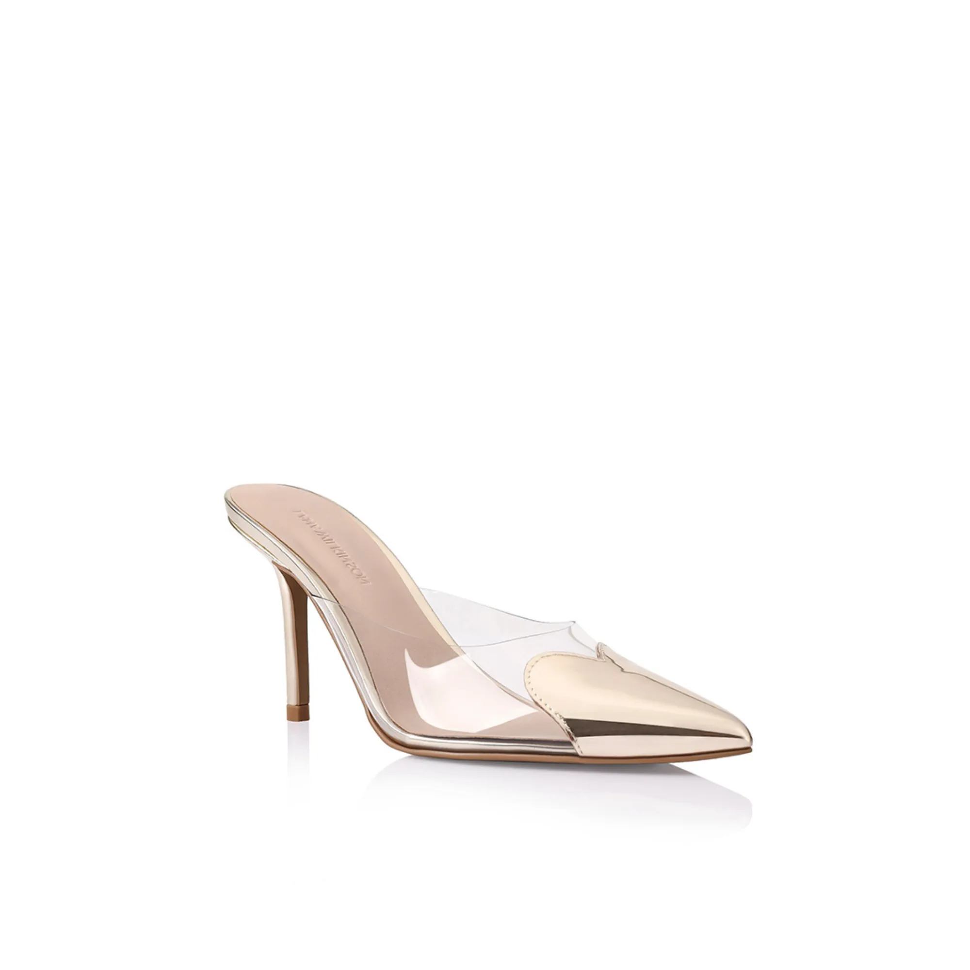 Raquel Mule Vinylite & Gold Metallic Patent Leather