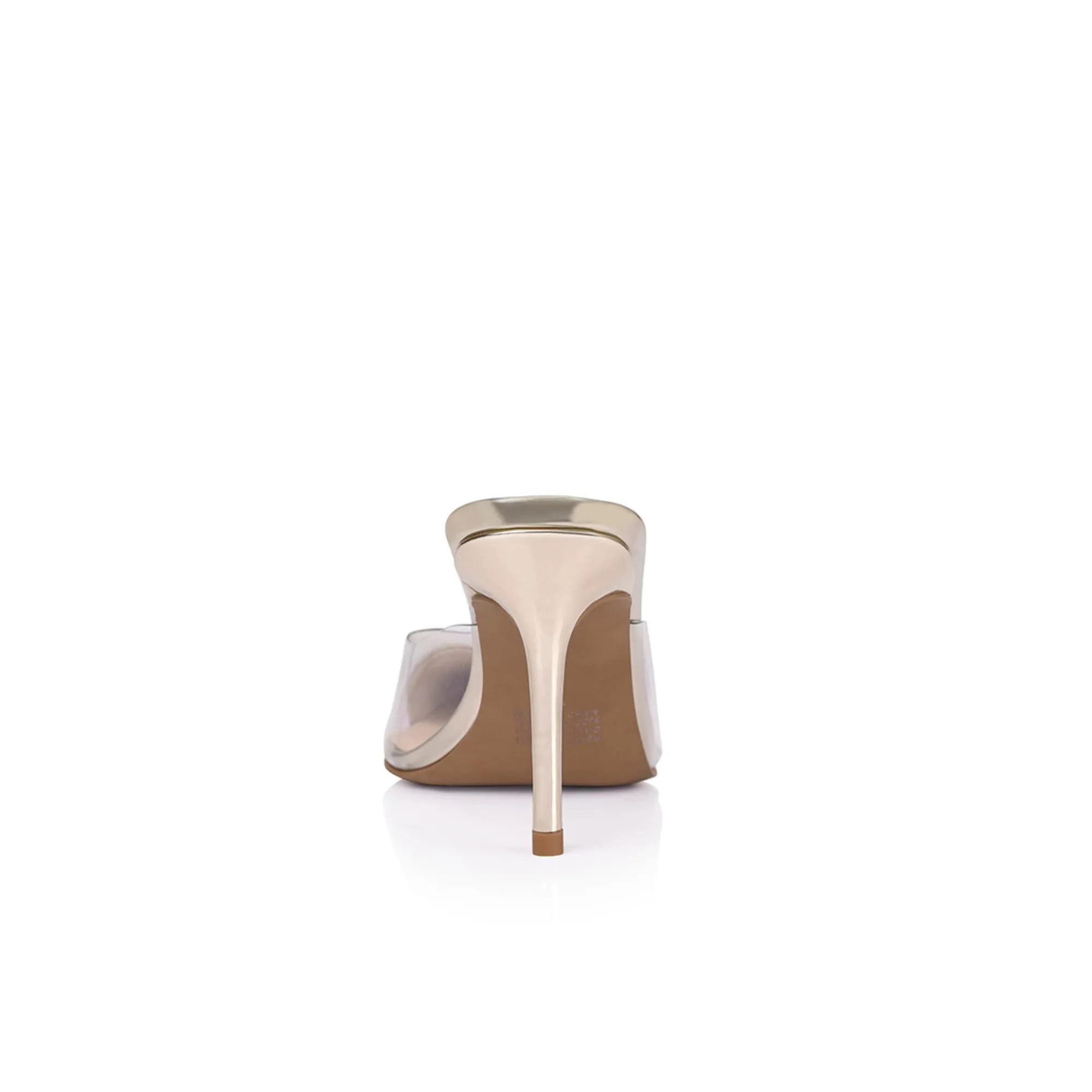 Raquel Mule Vinylite & Gold Metallic Patent Leather
