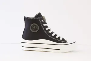 REFRESH - 170109 LACED CANVAS ANKLE BOOT - BLACK