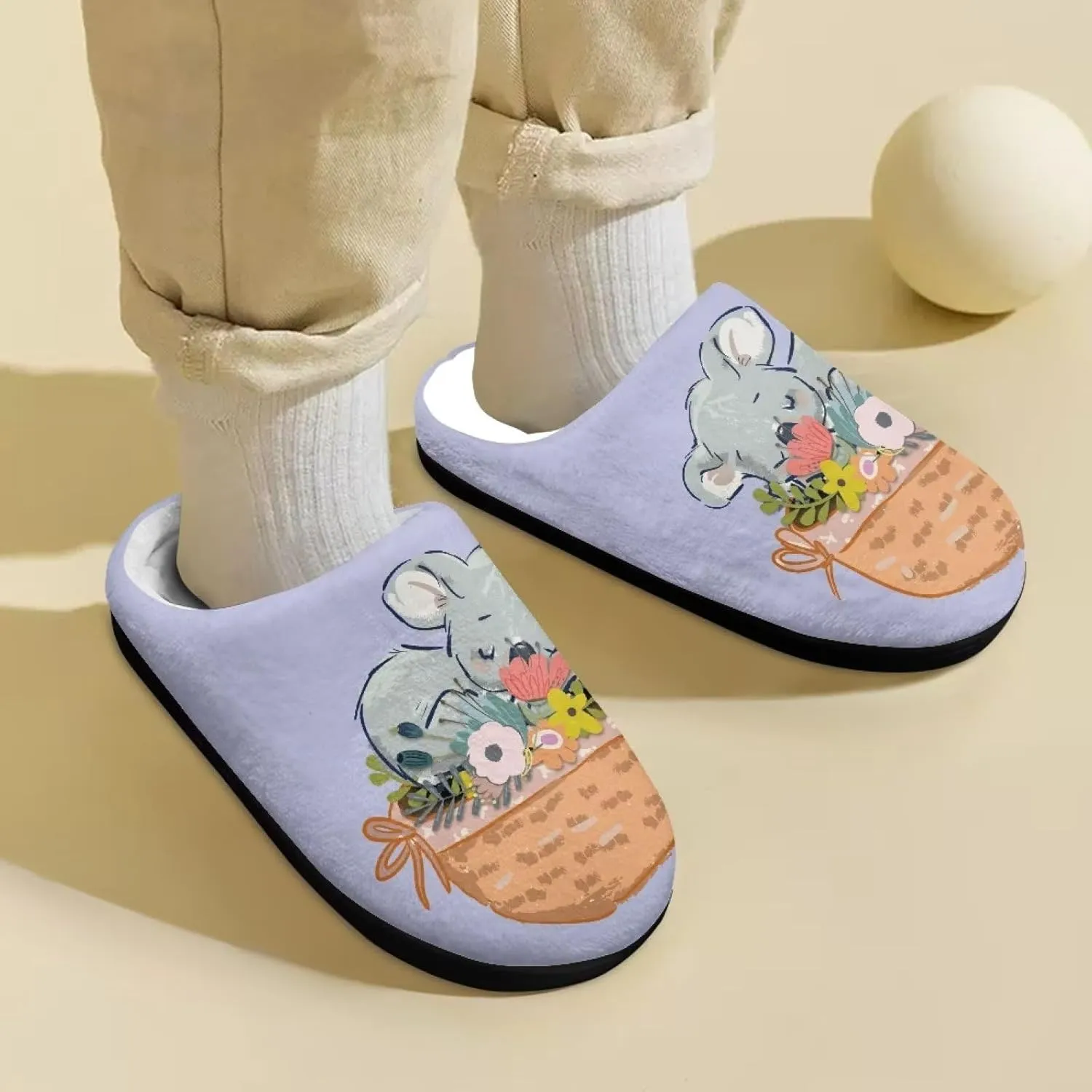 Renewold Boys Girls House Slipper Kids Warm Plush Winter Cotton Slippers Slip On Nonslip Indoor Slippers Shoes
