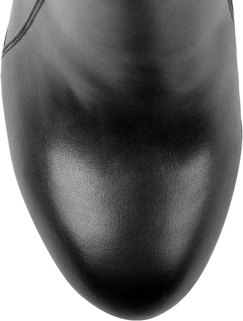 Richealnana Women's Elastic Platform Boots Round Toe Chunky High Heel Pull on Ankle Booties