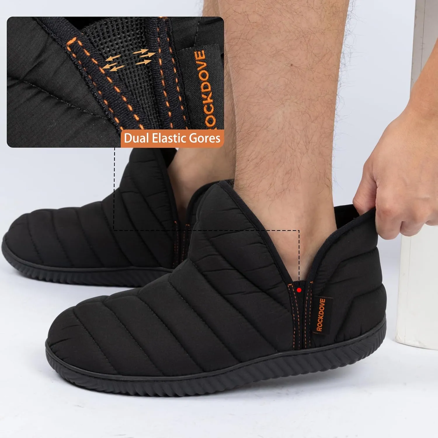 RockDove Men's Alpinz Puffer Bootie Slipper with Memory Foam