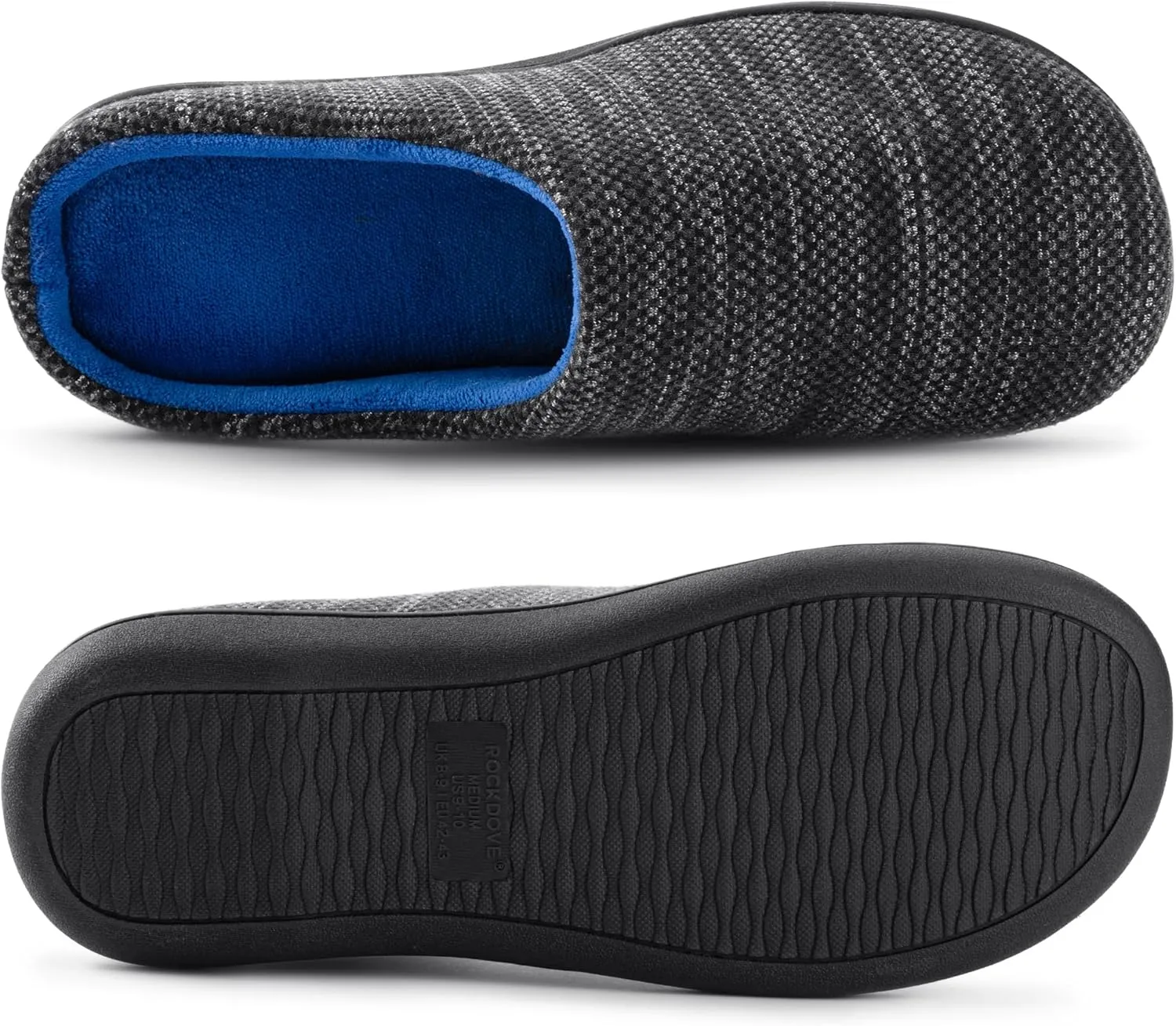RockDove Men's Birdseye Knit Memory Foam Lounge Slipper with Indoor Oudoor Sole
