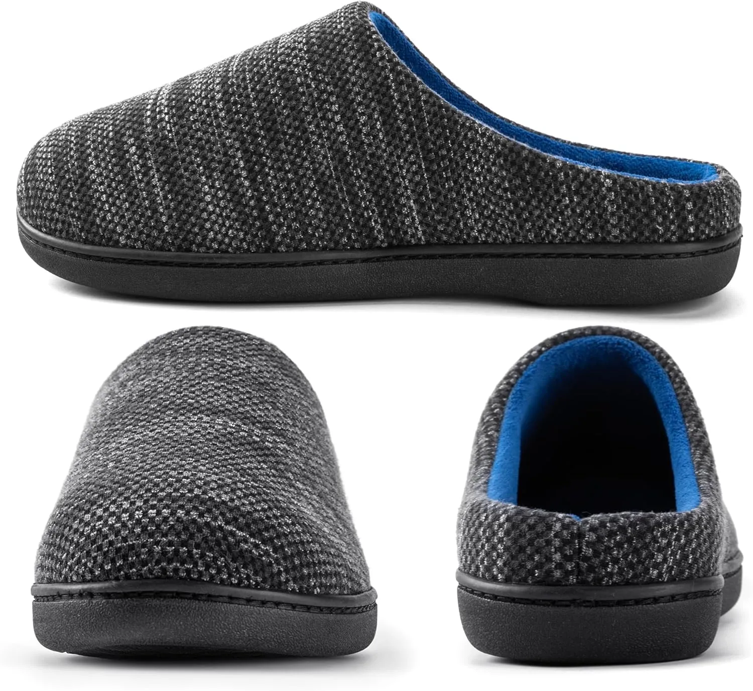 RockDove Men's Birdseye Knit Memory Foam Lounge Slipper with Indoor Oudoor Sole