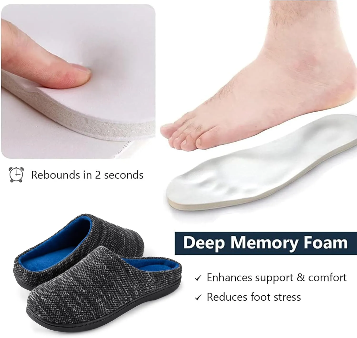 RockDove Men's Birdseye Knit Memory Foam Lounge Slipper with Indoor Oudoor Sole