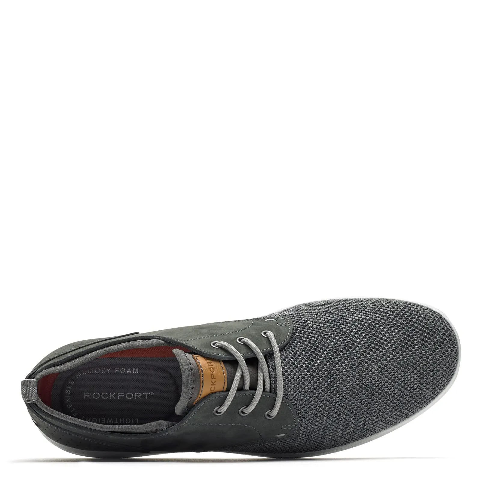 Rockport Men's Beckwith Plain Toe Oxford 9.5 Wide Pewter Nubuck/Mesh