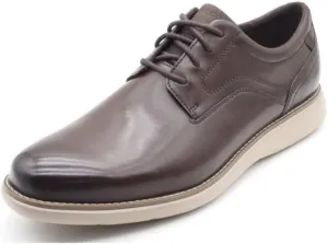 Rockport Men's Garett Plain Toe Oxford, Dark Brown, 10 Wide