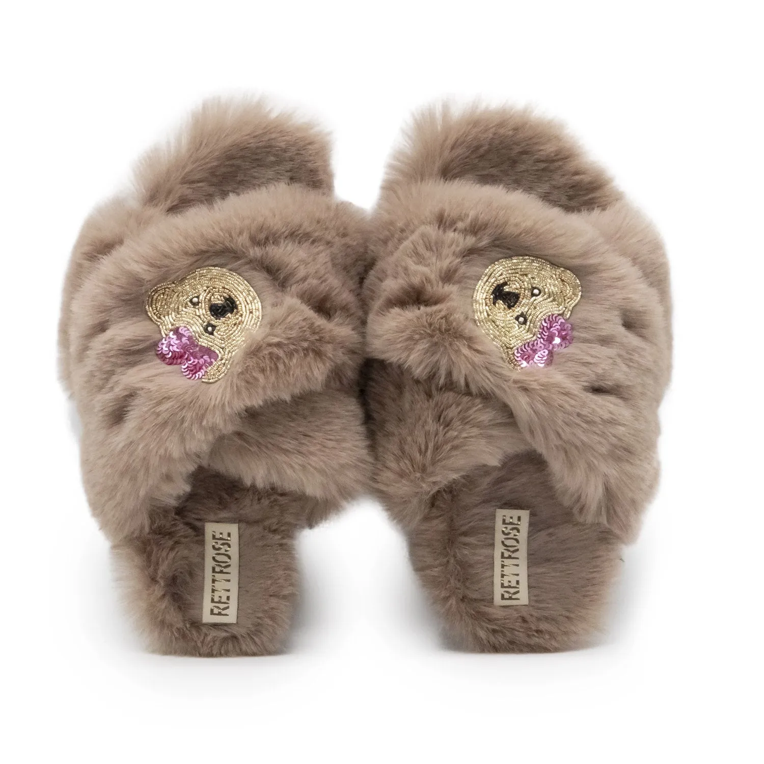 Roxy Mink Luxury Plush Diamanté Embellished Handmade Slipper