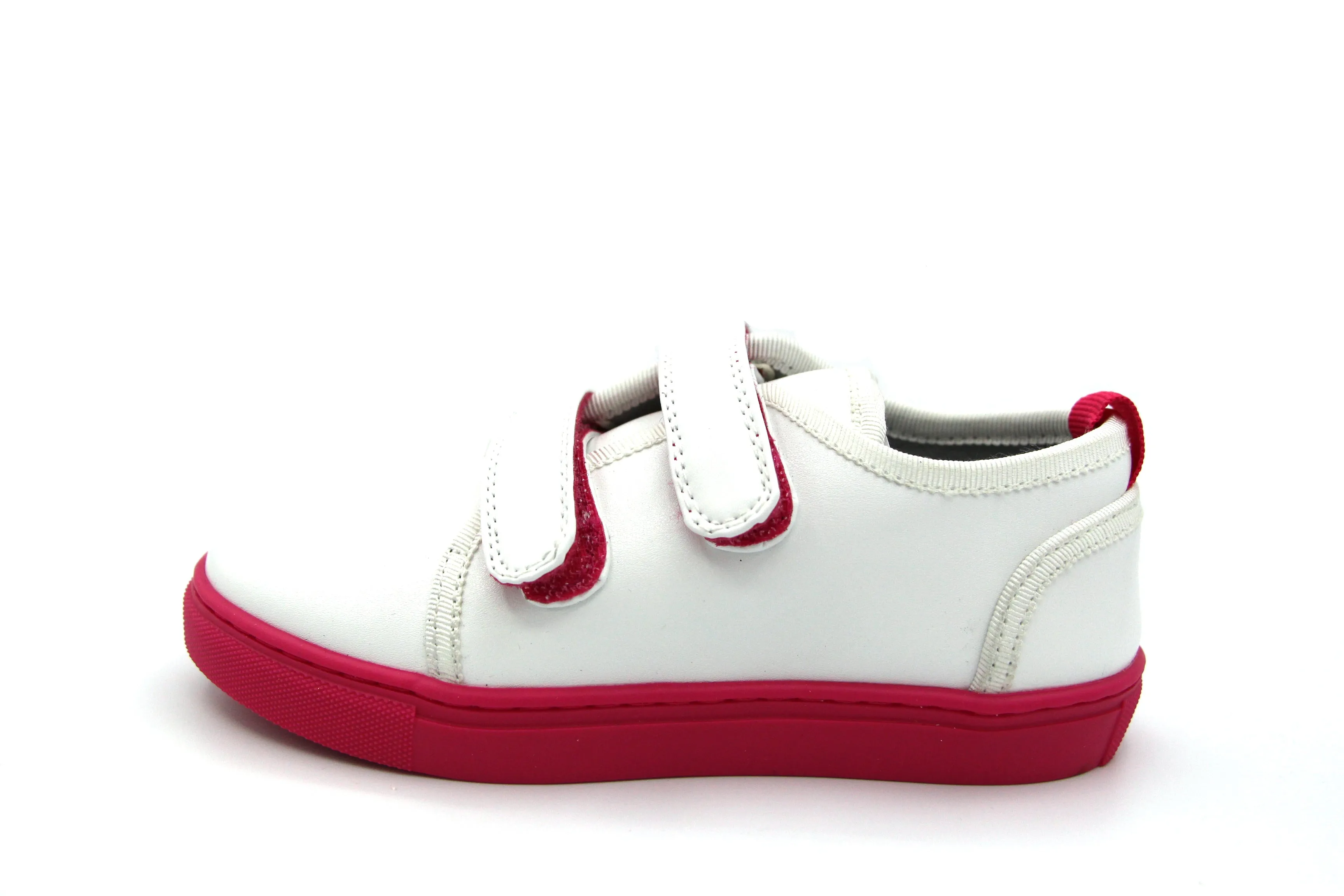 Ruby  White Velcro Sneaker With Hot Pink Sole  216