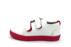 Ruby  White Velcro Sneaker With Hot Pink Sole  216