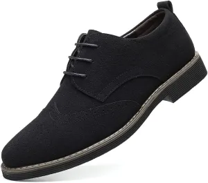 Santimon Mens Fashion Suede Leather Wingtip Oxfords Business Dress Casual Brogue Derby Shoes