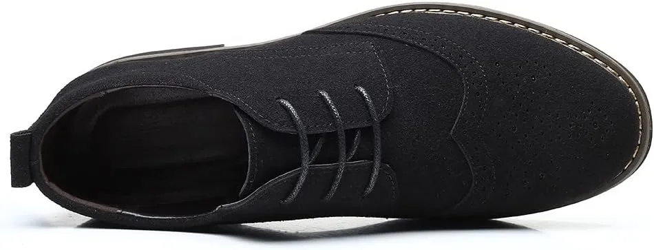 Santimon Mens Fashion Suede Leather Wingtip Oxfords Business Dress Casual Brogue Derby Shoes