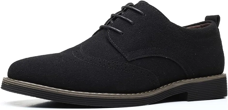 Santimon Mens Fashion Suede Leather Wingtip Oxfords Business Dress Casual Brogue Derby Shoes