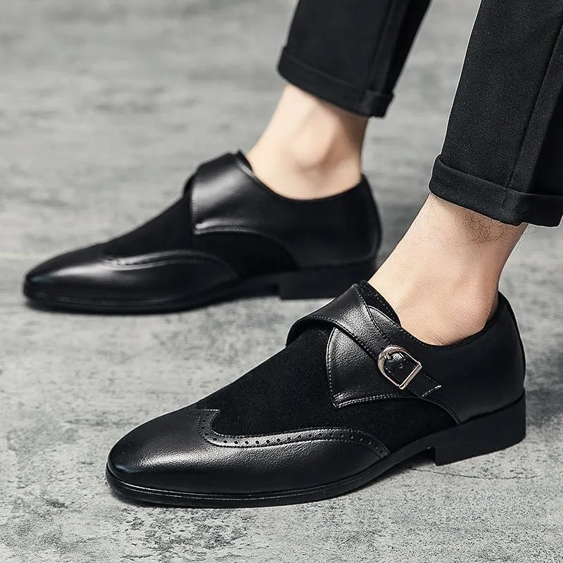 Santimon Mens Wingtip Brogues Two Tone Oxford Dress Shoes Lace up Classic Plaid Prom Fashion Slip On Buckle Belt Shoes